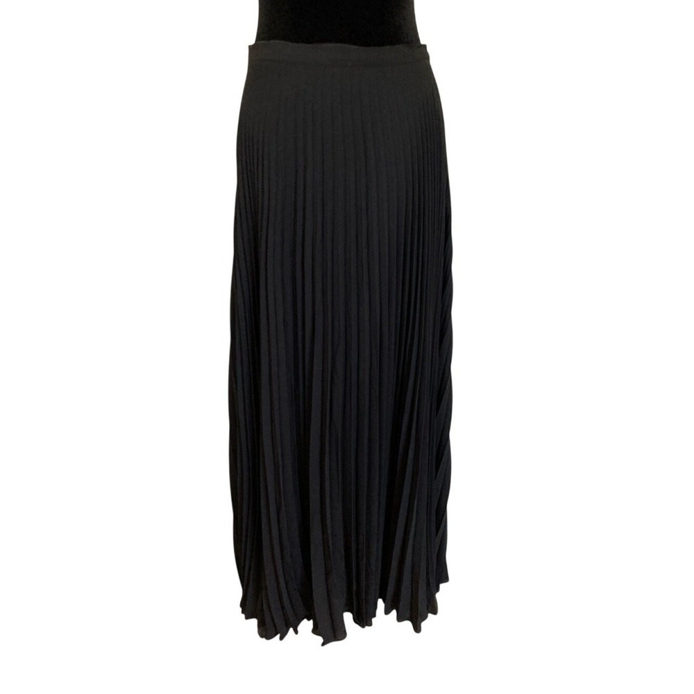 New Tahari Arthur Levine Black Pleated Maxi Skirt Size Large Evening Event Party